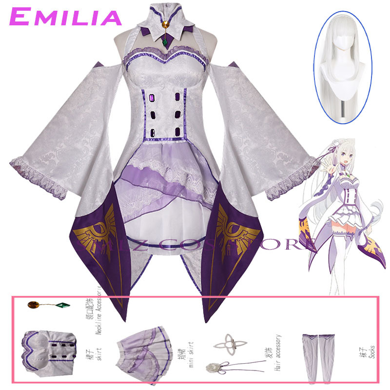 Anime Cosplay Outfits For Women - 에밀리아 코스프레 애니메이션 Re Zero Kara