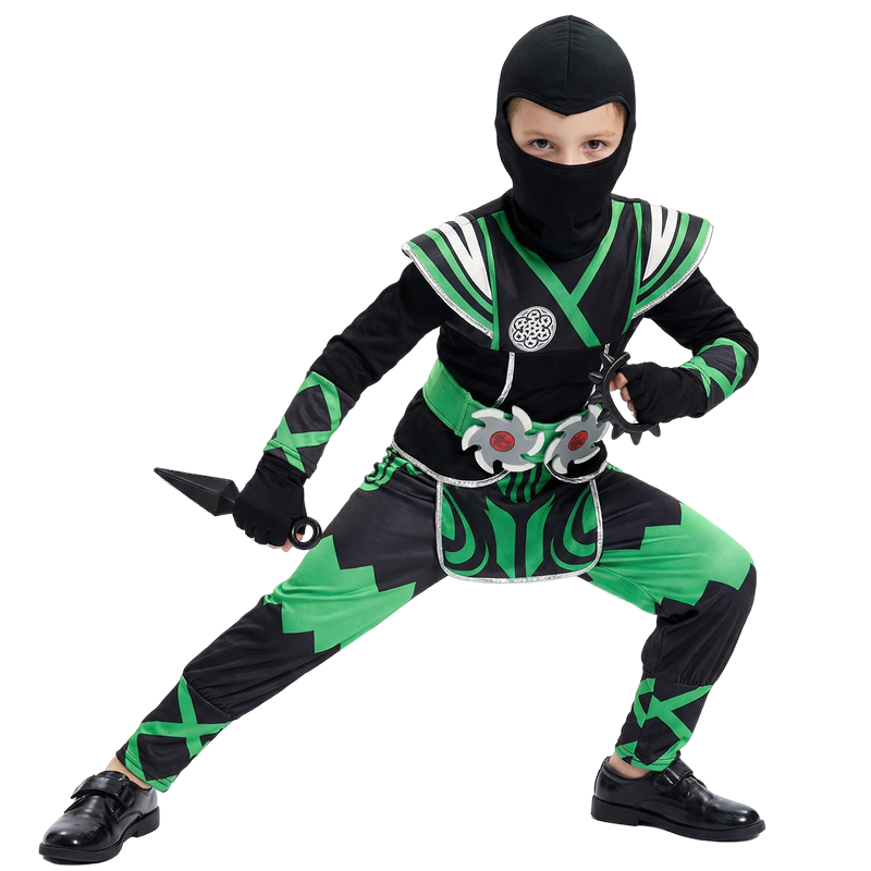 Kids Cosplay Anime - 일본 닌자 의상 세트 어린이용 녹색