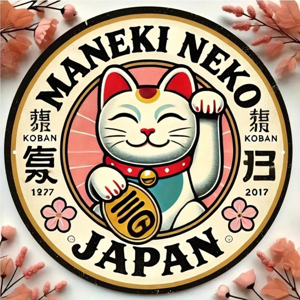 라운드 마네키 네코 행운의 고양이 알루미늄 사인 - 복 - Naruto Headband Metal 리뷰 및 가격