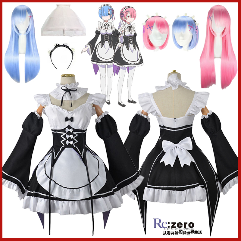 애니메이션 램 렘 로리타 메이드 코스프레 의상 Re:  - Anime Cosplay Live 리뷰 및 가격